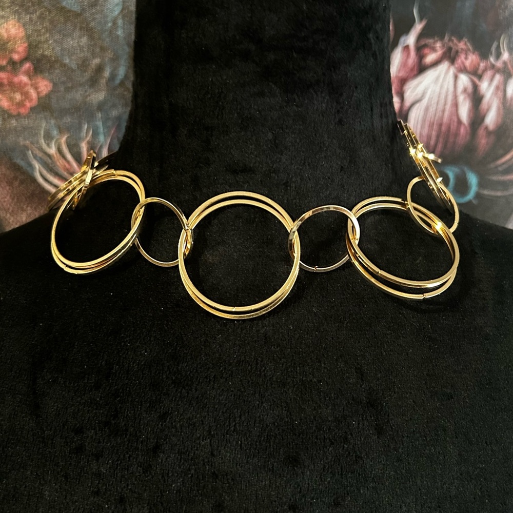 Flat Circle Chain Gold Plated Necklace